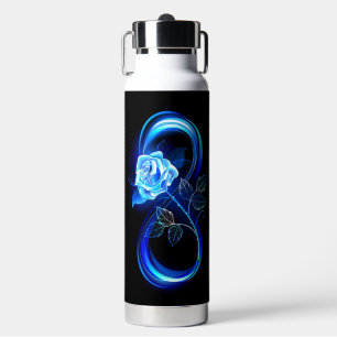 Glowing infinity with blue rose water bottle