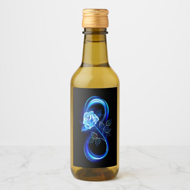 Glowing infinity with blue rose wine label (Front)