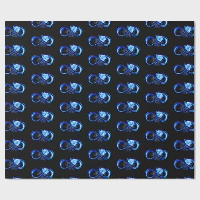 Glowing infinity with blue rose wrapping paper (Flat)