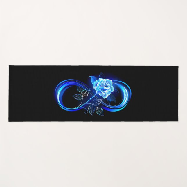 Glowing infinity with blue rose yoga mat (Front (Horizontal))
