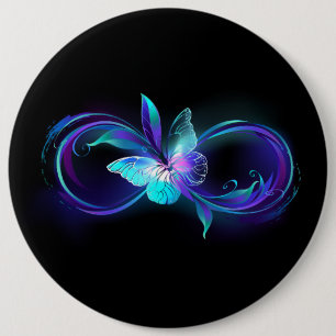 Glowing Infinity with Magic Butterfly 6 Cm Round Badge