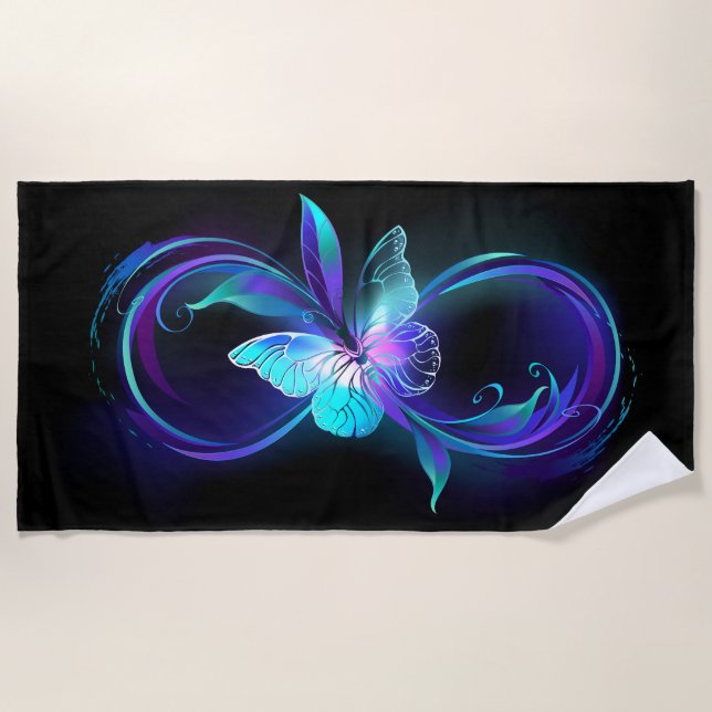 Glowing Infinity with Magic Butterfly Beach Towel (Front)