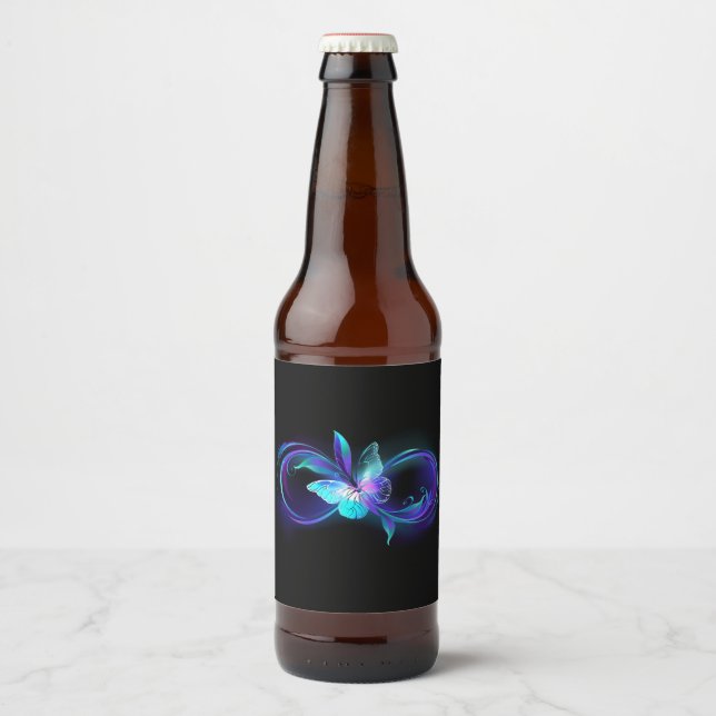 Glowing Infinity with Magic Butterfly Beer Bottle Label (Front)
