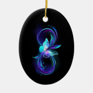 Glowing Infinity with Magic Butterfly Ceramic Ornament