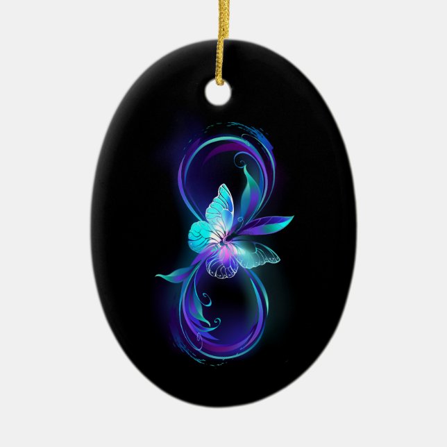 Glowing Infinity with Magic Butterfly Ceramic Ornament (Front)