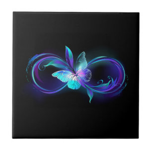Glowing Infinity with Magic Butterfly Ceramic Tile