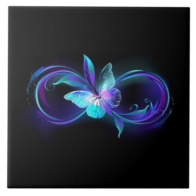 Glowing Infinity with Magic Butterfly Ceramic Tile (Front)