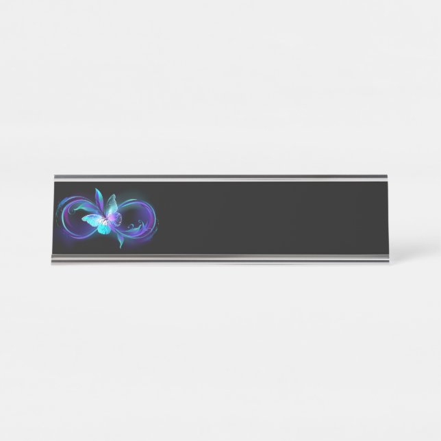 Glowing Infinity with Magic Butterfly Desk Name Plate (Front)
