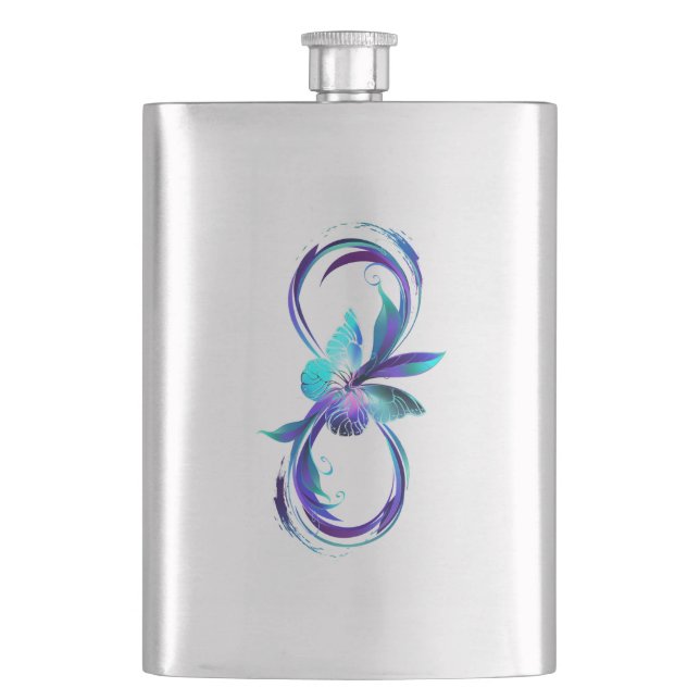 Glowing Infinity with Magic Butterfly Hip Flask (Front)