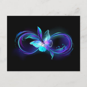 Glowing Infinity with Magic Butterfly Invitation Postcard