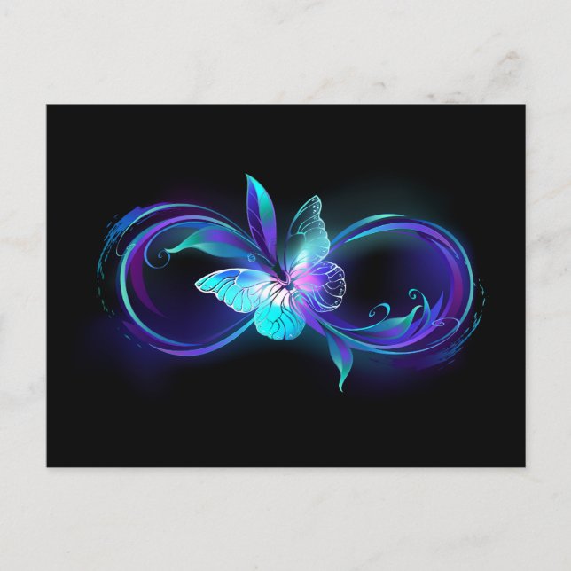 Glowing Infinity with Magic Butterfly Invitation Postcard (Front)