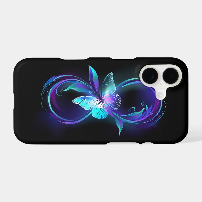 Glowing Infinity with Magic Butterfly iPhone Case (Back Horizontal)