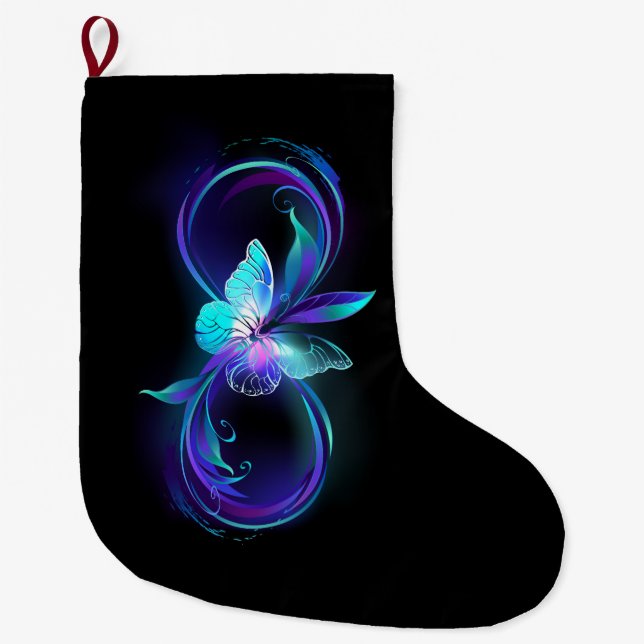 Glowing Infinity with Magic Butterfly Large Christmas Stocking (Front)