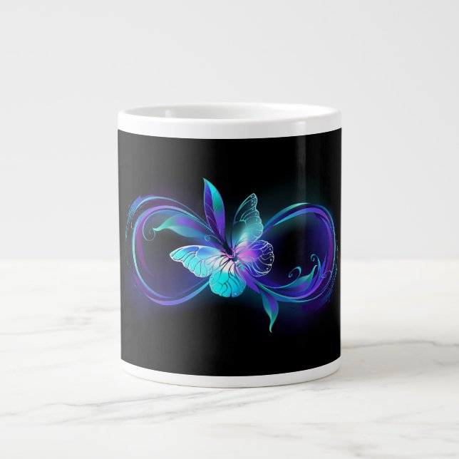Glowing Infinity with Magic Butterfly Large Coffee Mug (Front)