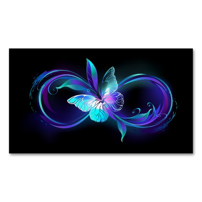 Glowing Infinity with Magic Butterfly Magnetic Business Card (Front)