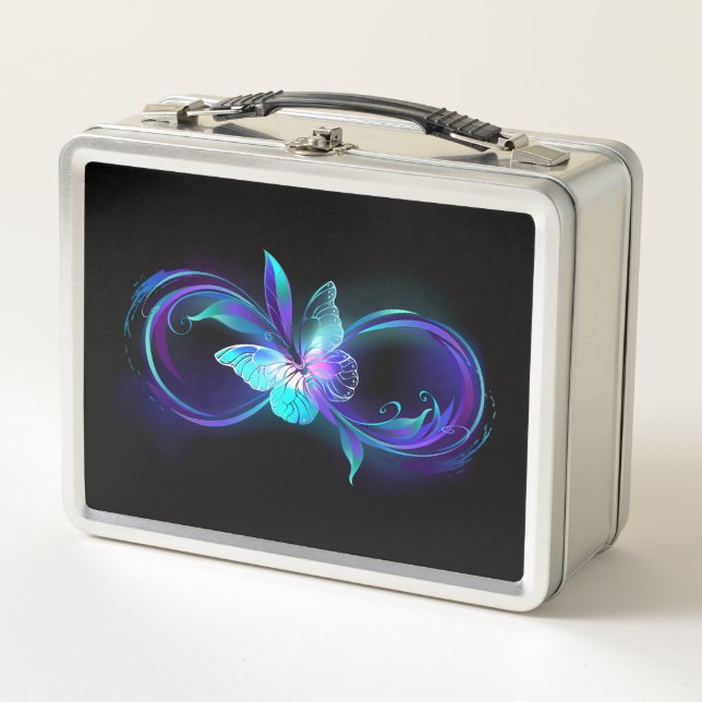 Glowing Infinity with Magic Butterfly Metal Lunch Box (Front)