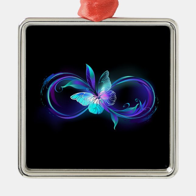 Glowing Infinity with Magic Butterfly Metal Ornament (Front)