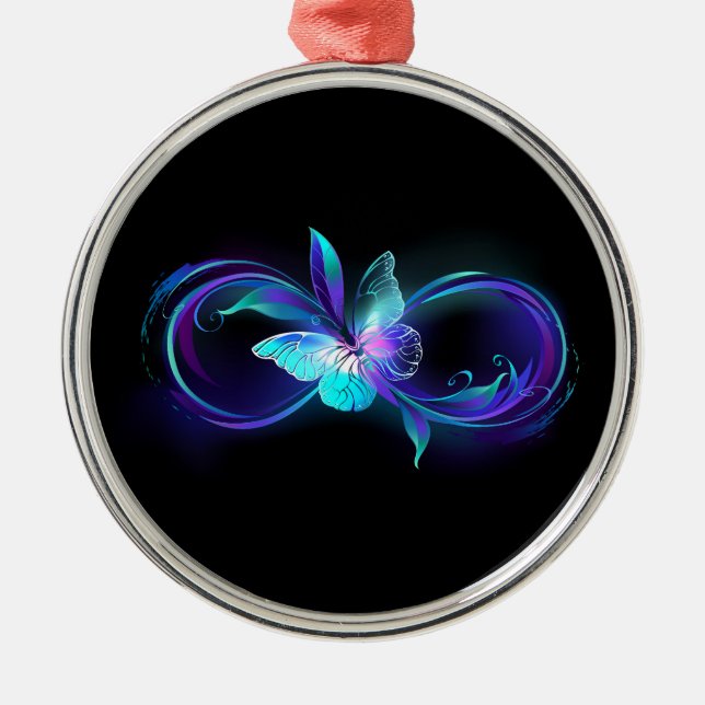 Glowing Infinity with Magic Butterfly Metal Ornament (Front)