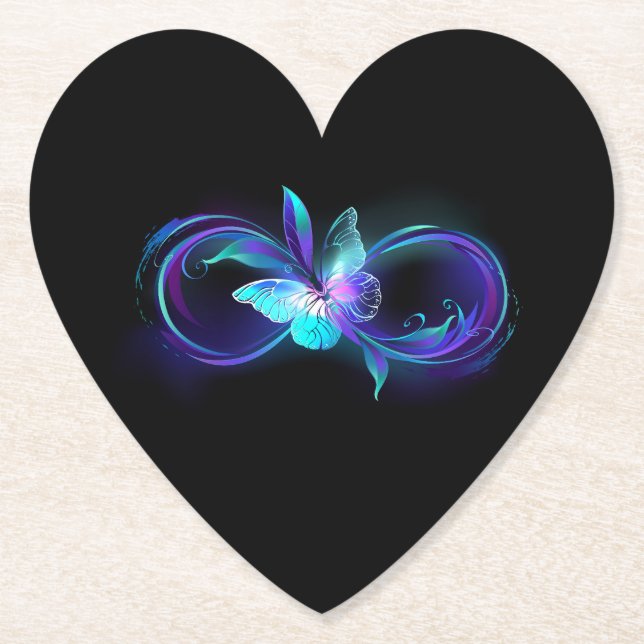 Glowing Infinity with Magic Butterfly Paper Coaster (Front)
