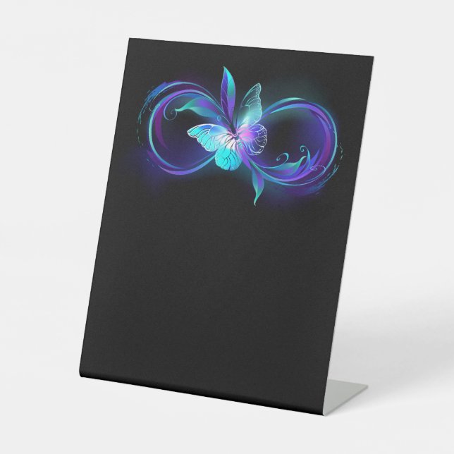Glowing Infinity with Magic Butterfly Pedestal Sign (Front)
