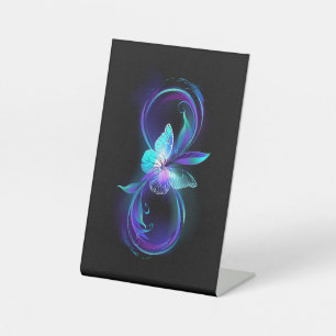 Glowing Infinity with Magic Butterfly Pedestal Sign