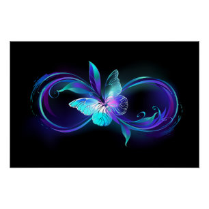 Glowing Infinity with Magic Butterfly Poster