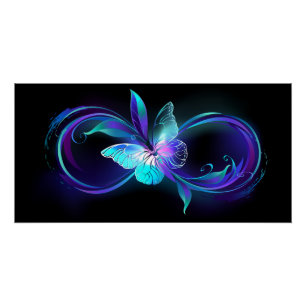 Glowing Infinity with Magic Butterfly Poster