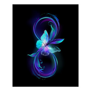 Glowing Infinity with Magic Butterfly Poster