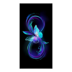 Glowing Infinity with Magic Butterfly Poster