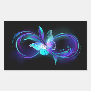 Glowing Infinity with Magic Butterfly Rectangular Sticker