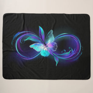 Glowing Infinity with Magic Butterfly Sherpa Blanket