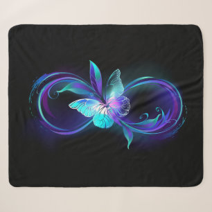 Glowing Infinity with Magic Butterfly Sherpa Blanket