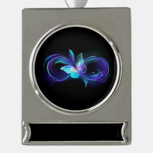 Glowing Infinity with Magic Butterfly Silver Plated Banner Ornament