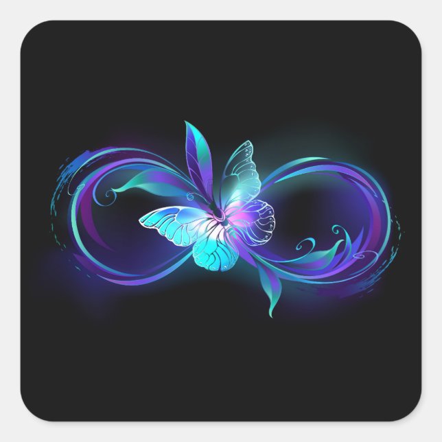 Glowing Infinity with Magic Butterfly Square Sticker (Front)