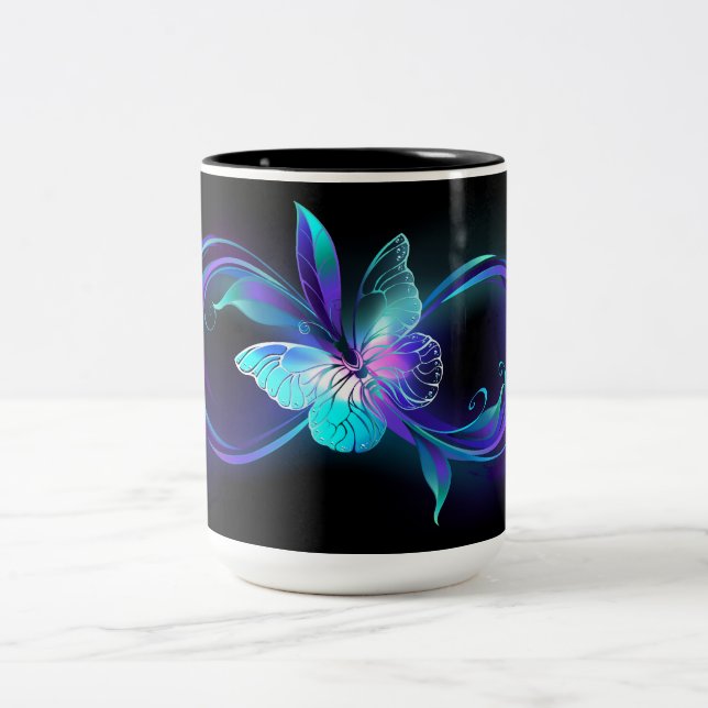 Glowing Infinity with Magic Butterfly Two-Tone Coffee Mug (Center)
