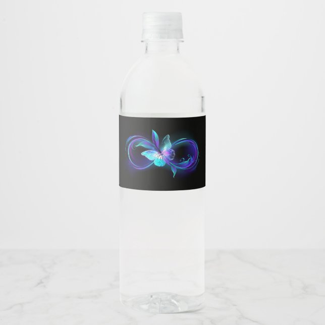 Glowing Infinity with Magic Butterfly Water Bottle Label (Front)