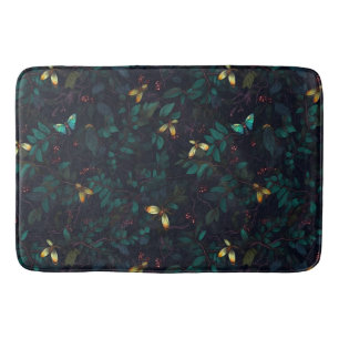 Glowing Insects on Dark Foliage Bath Mat