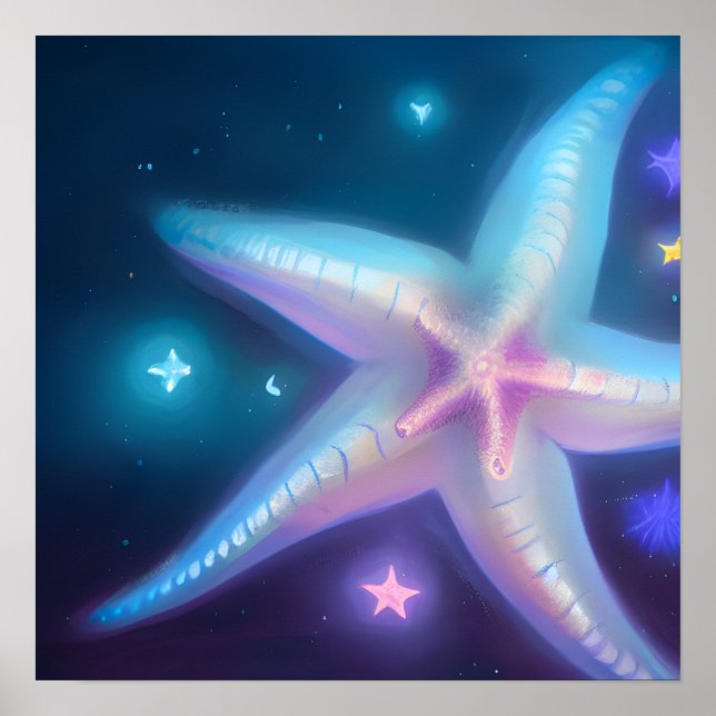 Glowing Iridescent Starfish Poster (Front)