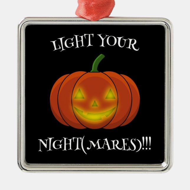 Glowing Jack-o'-Lantern - Light Your Nightmares Metal Ornament (Front)