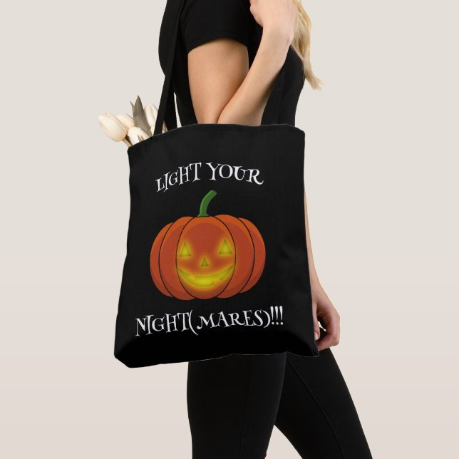 Glowing Jack-o'-Lantern - Light Your Nightmares Tote Bag (Close Up)