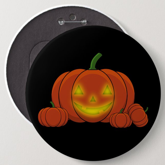Glowing Jack-o'-Lantern Pumpkin 6 Cm Round Badge (Front & Back)