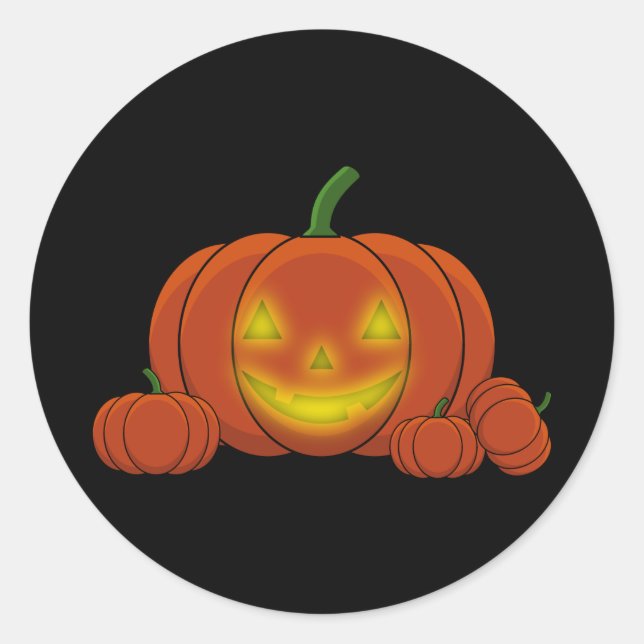 Glowing Jack-o'-Lantern Pumpkin Classic Round Sticker (Front)