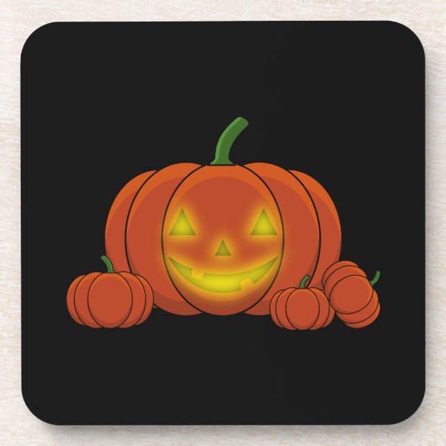 Glowing Jack-o'-Lantern Pumpkin Coaster (Front)