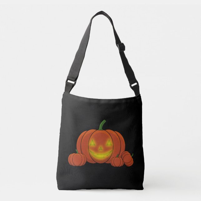 Glowing Jack-o'-Lantern Pumpkin Crossbody Bag (Front)