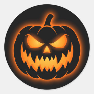 Glowing Jack O Lantern Pumpkin Halloween Stickers