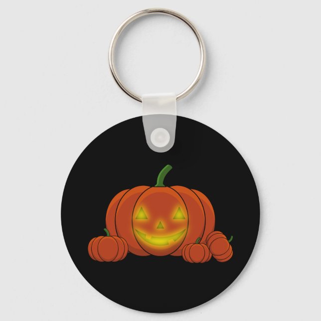 Glowing Jack-o'-Lantern Pumpkin Key Ring (Front)