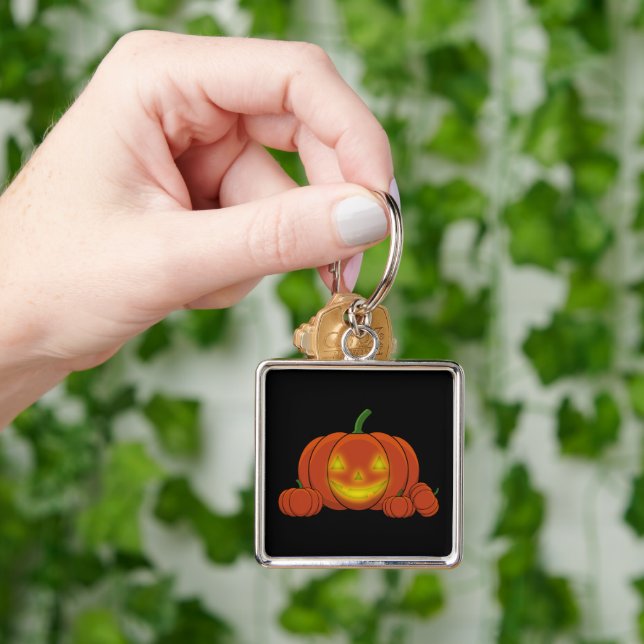Glowing Jack-o'-Lantern Pumpkin Key Ring (Hand)