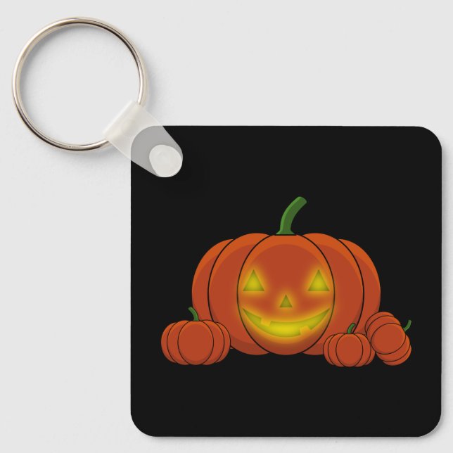 Glowing Jack-o'-Lantern Pumpkin Key Ring (Front)