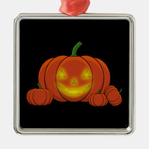 Glowing Jack-o'-Lantern Pumpkin Metal Ornament