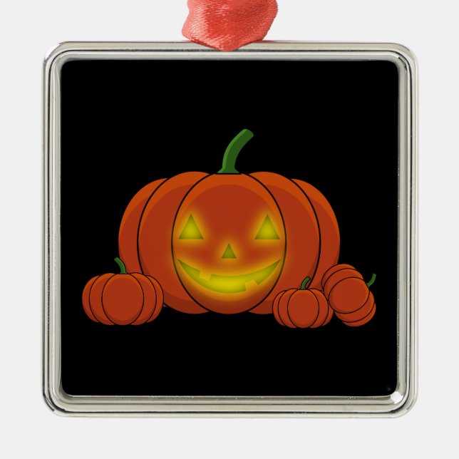 Glowing Jack-o'-Lantern Pumpkin Metal Ornament (Front)